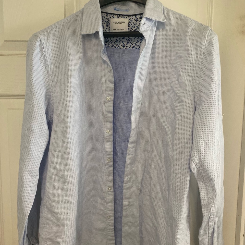 Denim & Flower Light Blue Shirt Jacket